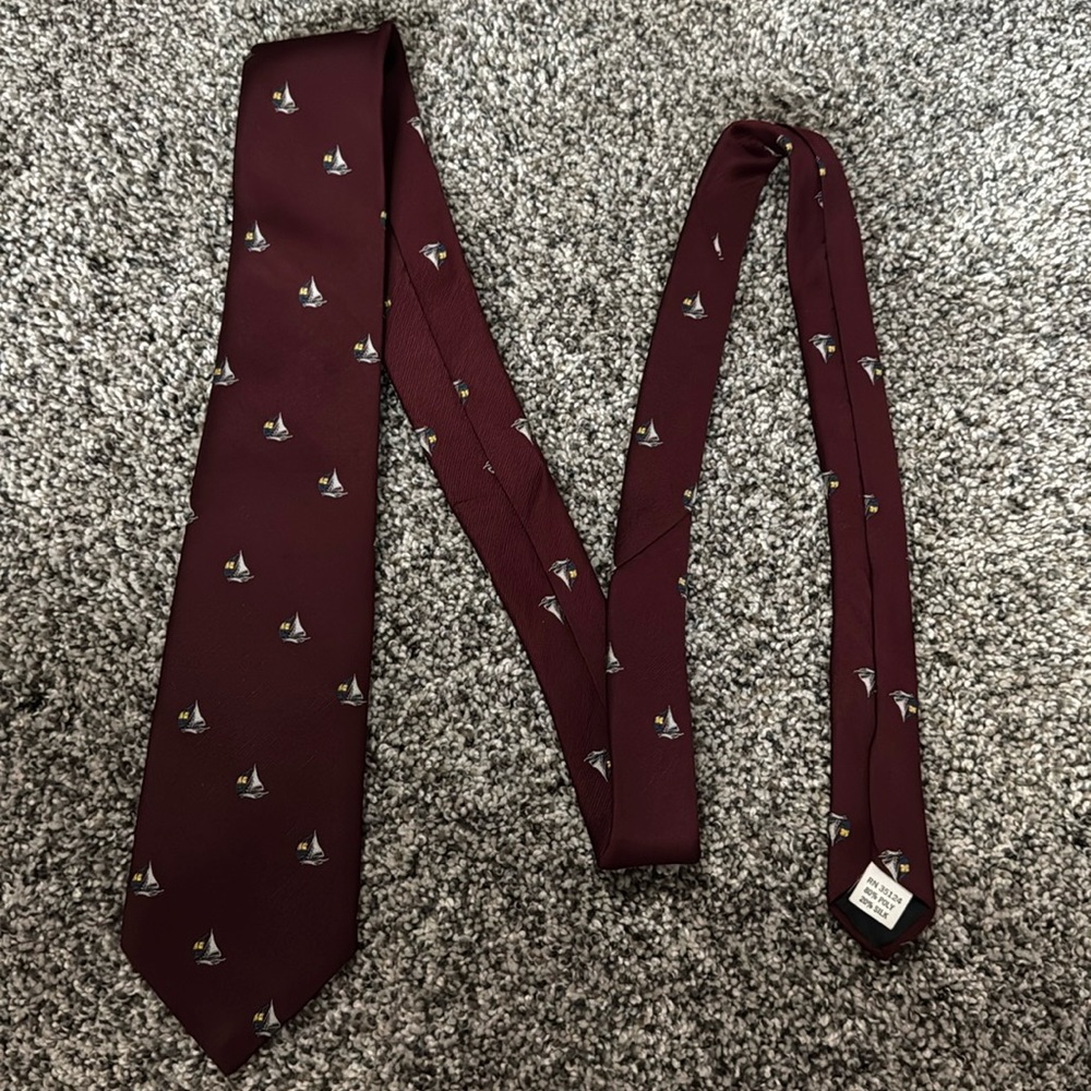 Hanover St. Tie Works Sailboat Maroon Neck Tie